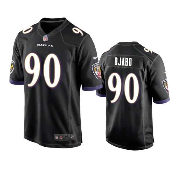 Men's Baltimore Ravens #90 David Ojabo Black Stitched Game Jersey
